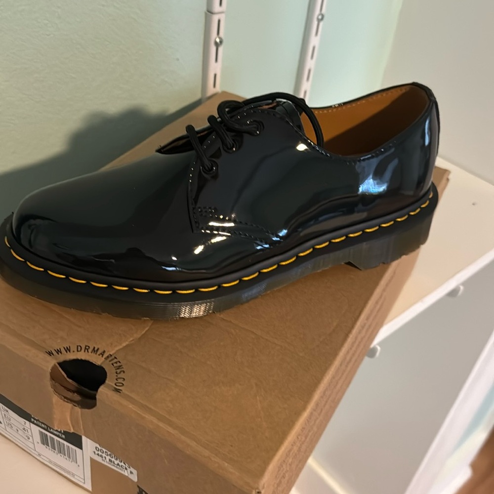 Dr. Martens Black Patent Leather Ankle Boots